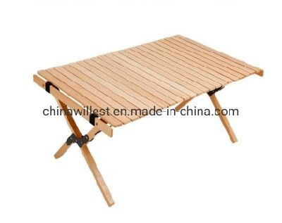 Lazyhiker Roll Top Folding Table Fashion Beech Wood Camping Table Portable Camping Table