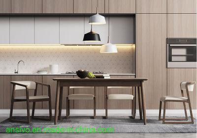 Design Sense Solid Wood Dining Chair with Soft Cushion, Leisure Backrest Dining Chair Ash Wood Dining Chair Walnut Color
