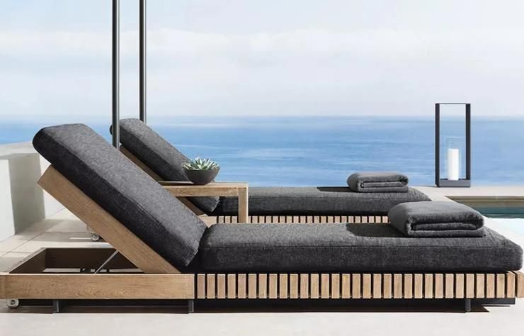 Modern Sun Swimming Pool Lounge Chairs Furniture with Ottoman Outdoor Garden Leisure Chaise Lounge