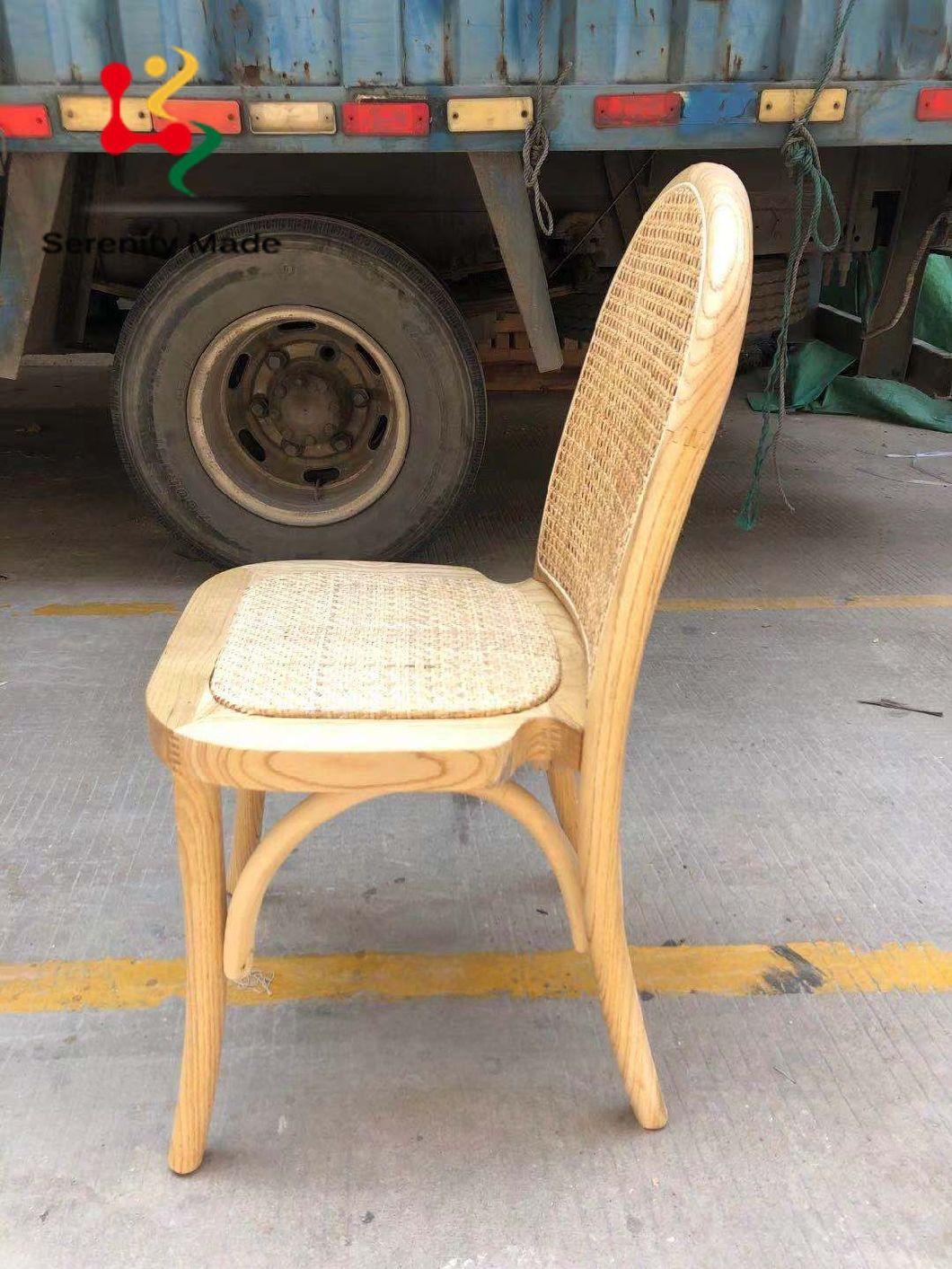 Natural Rattan Furniture Hotel Resort Wood Frame Cane Couch with Upholstery Garden Outdoor Dinging Chair