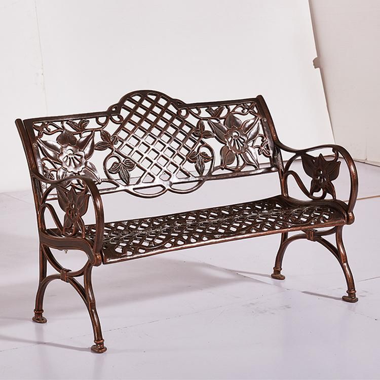Bronzed Bench Chair Outdoor Cast Aluminum Part Bench Garden Chair