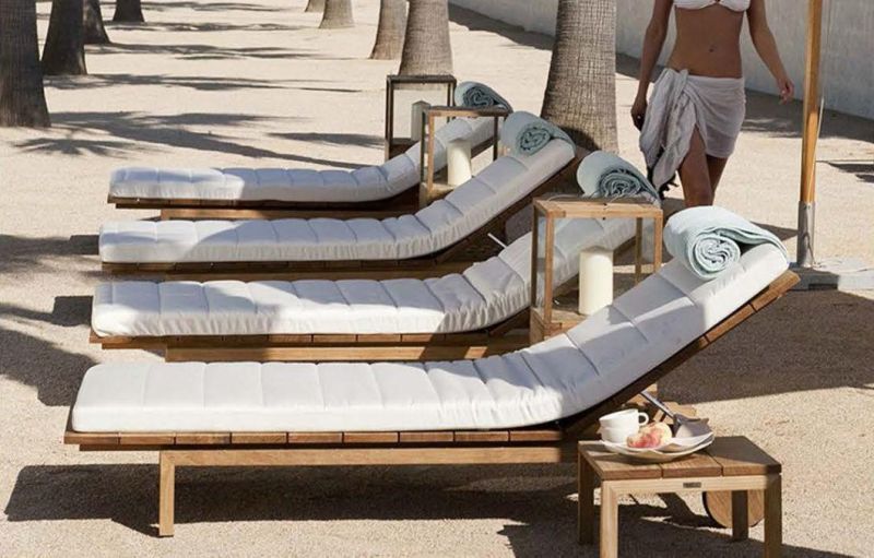 Hotel Villa Garden Furniture Beach Swimming Pool Outdoor Folding Rattan Metal Frame Recliner Single Chaise Lounge Chair
