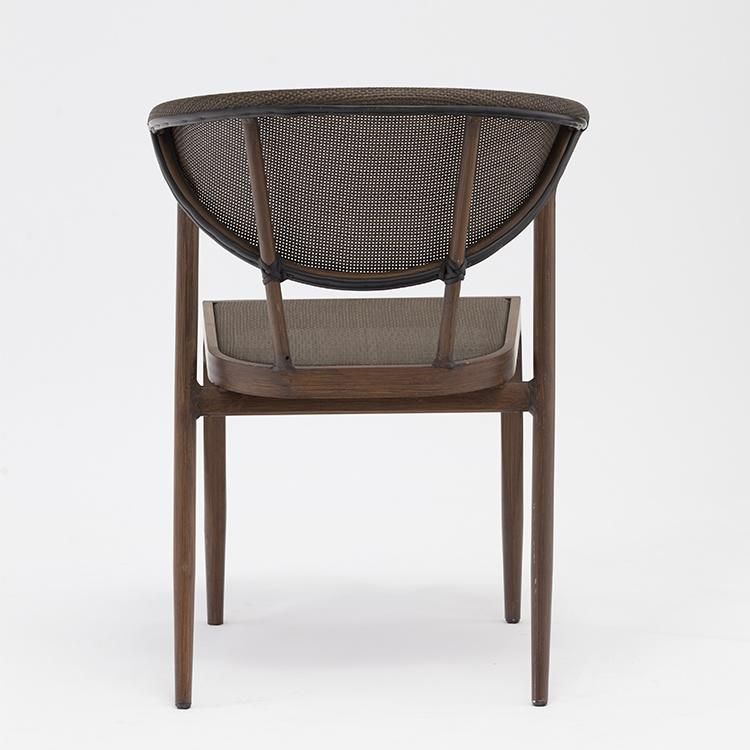 Outdoor Coffee Shop Metal Chairs Aluminum with Black Color Mesh