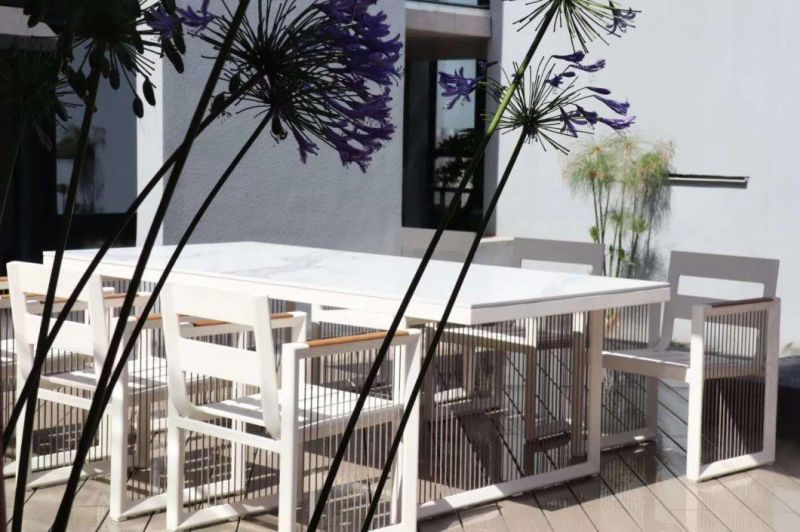 New Design Popular Aluminium Frame Rope Outdoor Dining Furniture