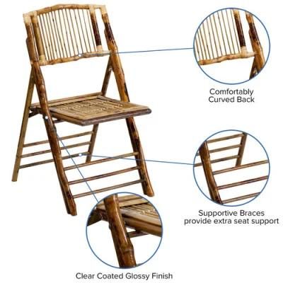 Clear Coated Glossy Finish Wood Folding Chair