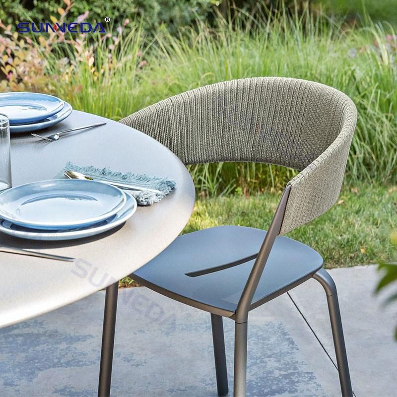 Outdoor Hotel Garden Patio Aluminium Rattan Dining Table 4 Chairs and Table Set Wicker Furniture