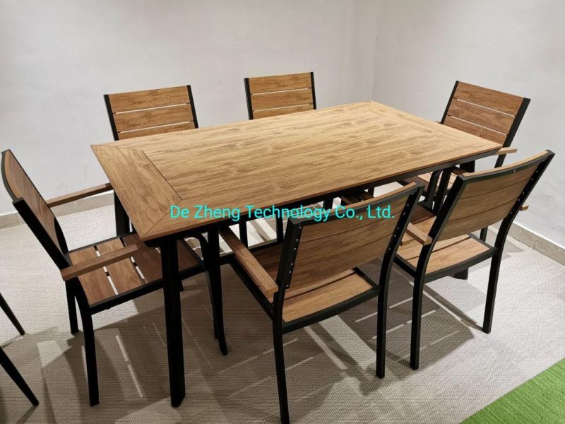 High Quality Aluminum Outdoor Garden Dining Wood Bar Table Set for Garden Restaurant