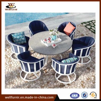 Well Furnir Outdoor Swivel Chair with Round Table Set (WF070027)