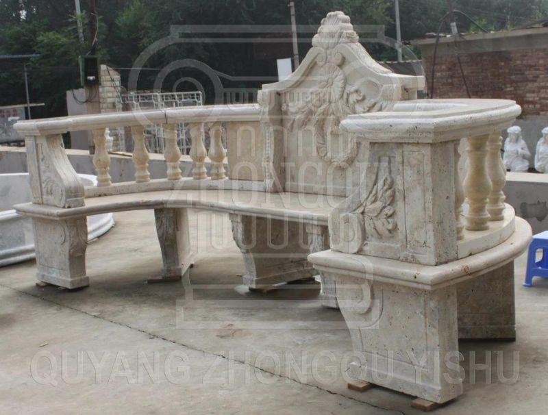 Garden Decoration Outdoor Furniture Stone Marble Carving Park Bench