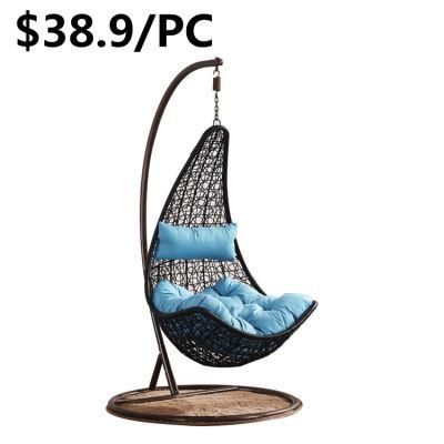 Fancy Factory Price Hotel Patio Rattan Metal Hanging Swing Chair