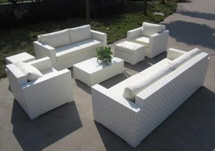 C-Outdoor Furniture Modern Luxury White Garden Wicker Sofa