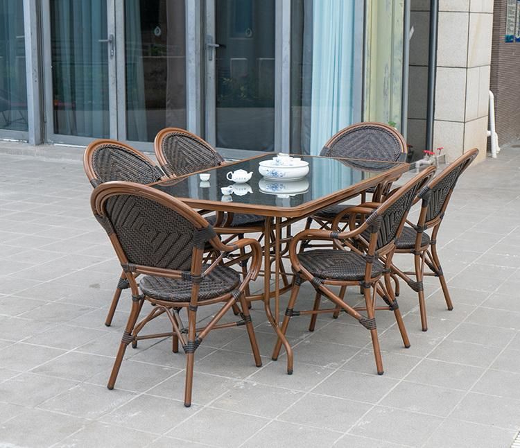 6 Seater Patio Wicker Table and Peacock Chair Outdoor Furniture