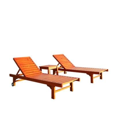 Outdoor Furniture Wood Chaise Lounge Burmese Teak Sunbed and Sun Lounger