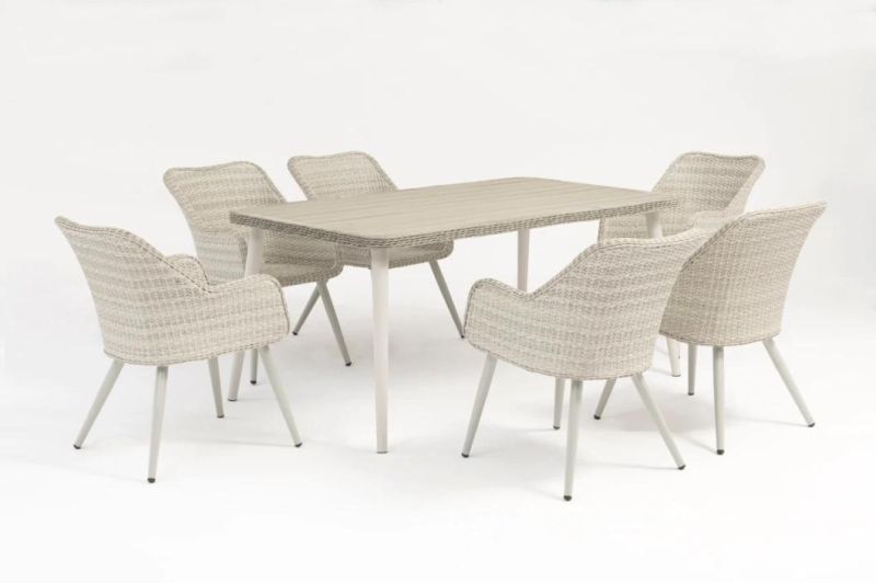 Light Grey PE Rattan Table Aluminum Frame Table
