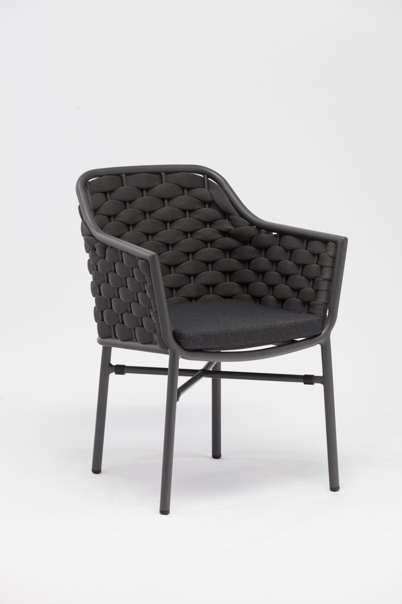Outdoor Strip Chair with Cushion Garden Bandage Chair Coffee Stackable Chair Patio Furniture