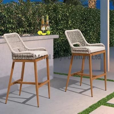 Outdoor Teak Aluminum Wooden Garden Hotel Patio Rattan Rope Chair