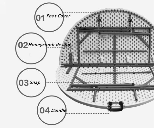 Wholesale Outdoor Furniture Portable Foldable HDPE Round Plastic Folding Table