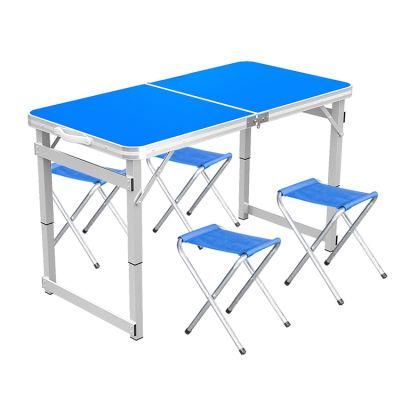 Height Adjustable Folding Table with 4 Folding Chairs