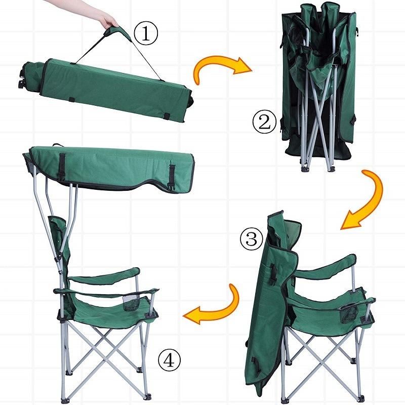 Sun Umbrella Handrail Beach Chair Portable Folding Outdoor Children Camping Chair