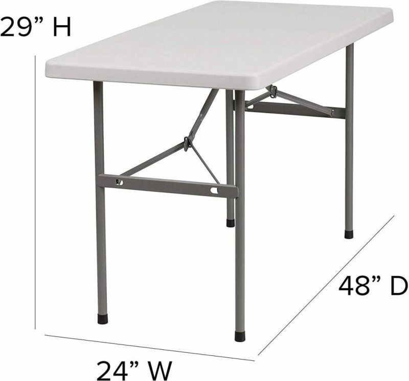 4 Seater Outdoor Rectangular Plastic Folding Table with Metal Legs