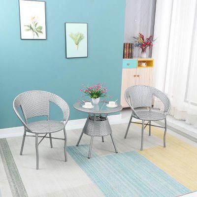 Space Saver 3PC Wicker Furniture Hotel Restaurant Cafe Dining Set Cane Furniture Bistro Dining Set