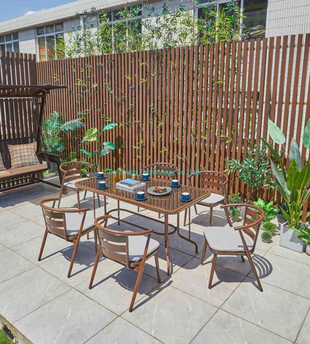 Rattan Wicker 6-Piece Outdoor Patio French Bistro Plastic Furniture Garden Dining Table Set