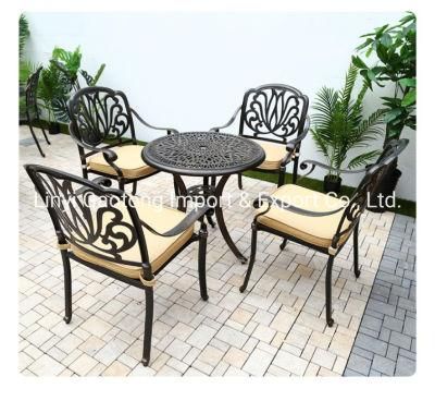 Metal Leisure Dining Chair 5 Piece Cast Aluminium Patio Bistro Set Outdoor Home Garden Set