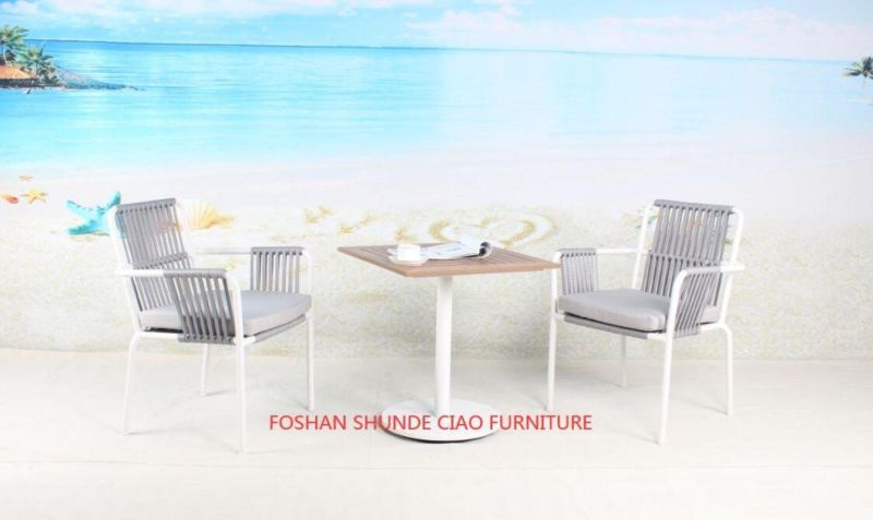 5PCS Garden Use Aluminum Frame Rope Weaving Dining Set Outdoor Furniture
