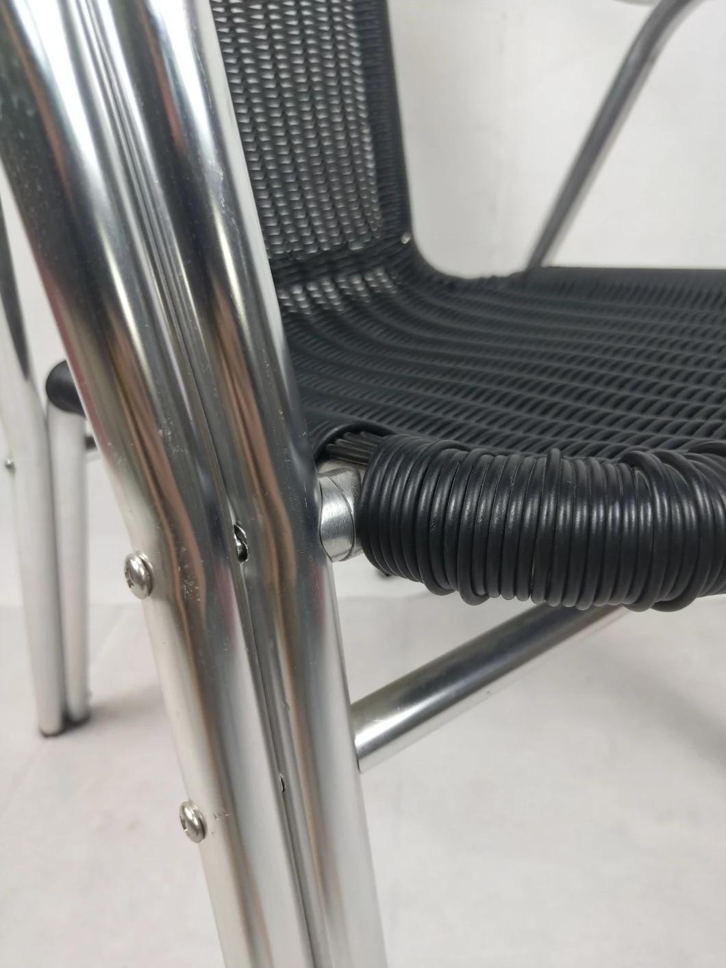 Colorful PE Rattan Outdoor Aluminum Cheap Double Tubes Bistro Restaurant Bar Chair