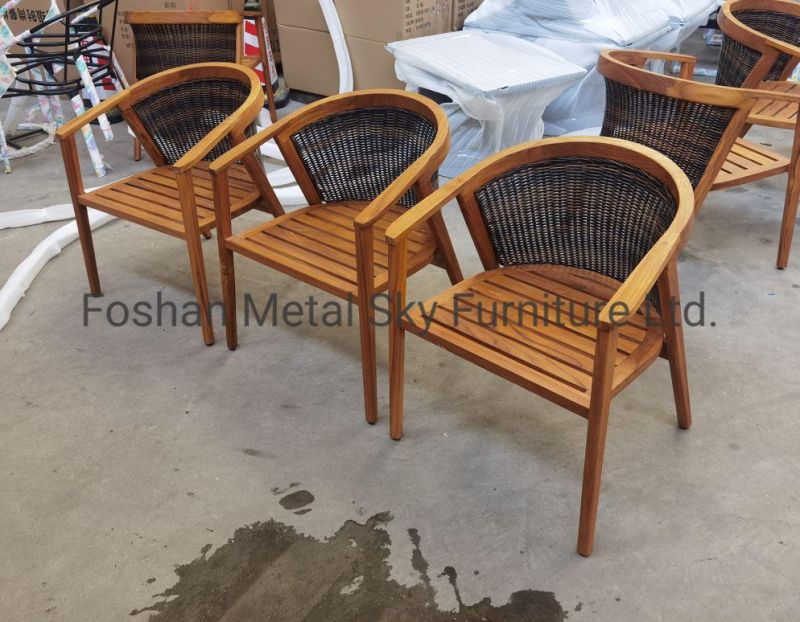 Outdoor Rope Garden Hotel Villa Patio Restaurant Teak Rattan Sofa