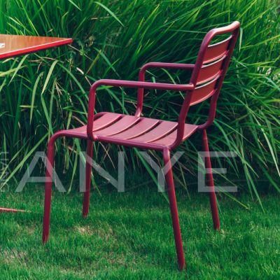 Patio Occasional Furniture Rust Resistant Metal Stackable Armchair Outdoor Dining Chair