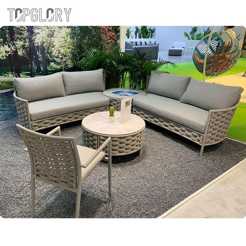 Hotel Villa Resort Modern Patio Furniture Garden Outdoor Patio Aluminum Rope Lounge Sofa