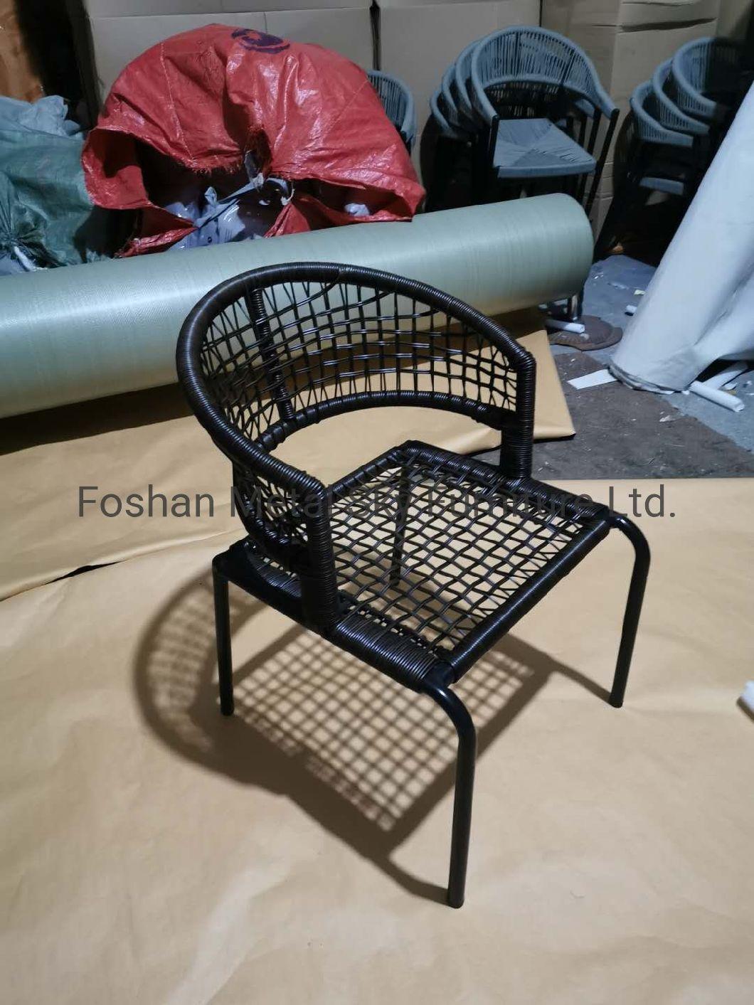 Outdoor Rattan Wicker Rope Metal Garden Hotel Restaurant Aluminum Chair