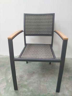 Patio Garden Aluminium Leisure Rattan with Plastic Wood Arm Chair Modern Furniture