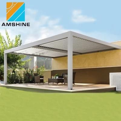 Luxurious Design Glass Door Waterproof Double-Layer Louvers Aluminum Automatic Motorized Pergola Pavilion