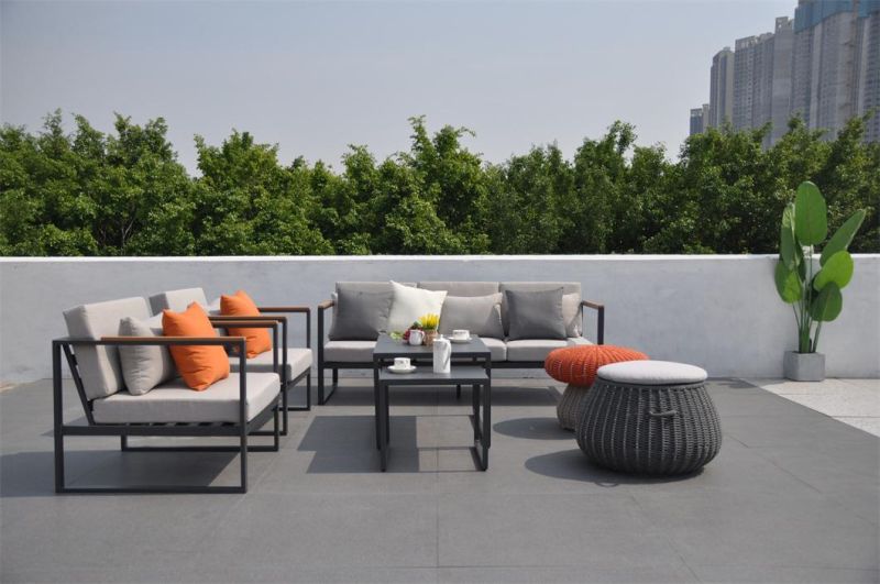 Modern Garden Furniture Sofa Patio Rattan Lounge Set Hotel Home Aluminum Leisure Sofa Set with Storage Box