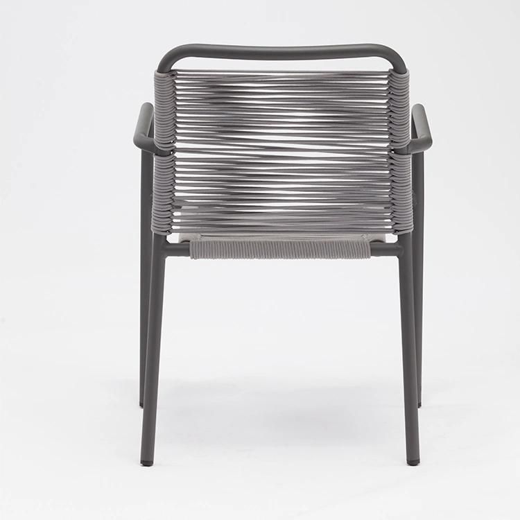 Restaurant Aluminum Outdoor Chairs Waterproof Garden Rope Woven Patio Furniture