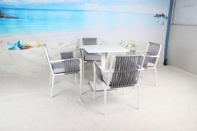 5PCS Garden Use Aluminum Frame Rope Weaving Dining Set Outdoor Furniture