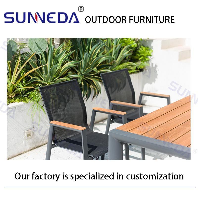 Modern Leisure Outdoor Garden Chair Balcony Plastic Wood Table and Chair Dining Furniture