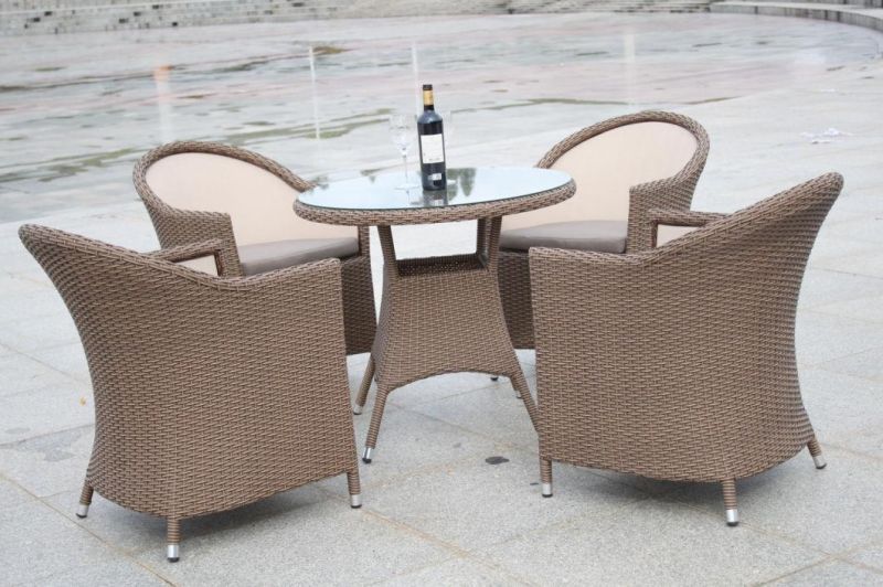 Foshan European OEM Customized Sets Metal Outdoor Villa Rattan Garden Table and Chairs with High Quality Dining Set
