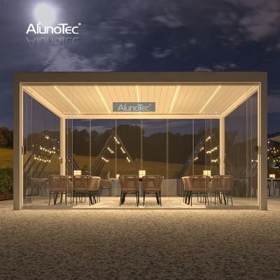 180-220KM/H Restaurant AlunoTec Solid Plywood Box Packing Eco Friendly Louvre Gazebo Pergola