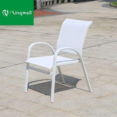 Garden White Aluminum Chair with Imported Textilene Fabric Seat