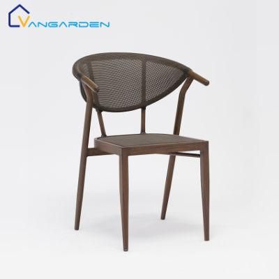Outdoor Coffee Shop Metal Chairs Aluminum with Black Color Mesh