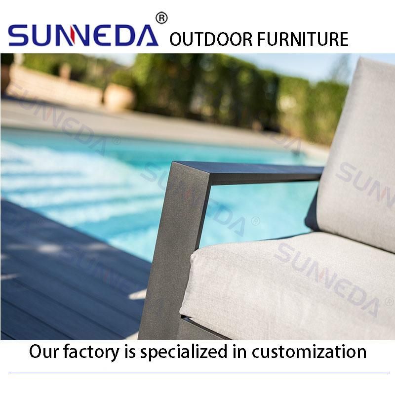 Metal Frame Outdoor Sofa Set Garden Sofa with Coffee Table