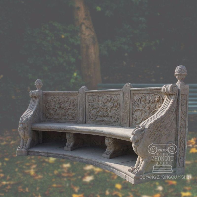 Marble Bench with Antique Treatment for Garden Decoration