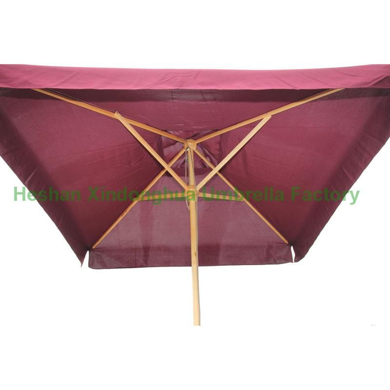 2m Square Wooden Teak Garden Umbrella for Outdoor Furniture (WU-S42020)