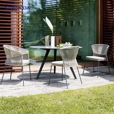 Leisure Outdoor Chair Set with Polyester Rope Waterproof Cushion Garden Chairs