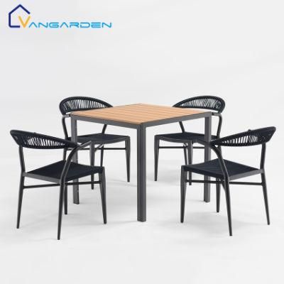 Aluminum Coffee Chair Dining Sets Woven Rope Luxury Outdoor Furniture