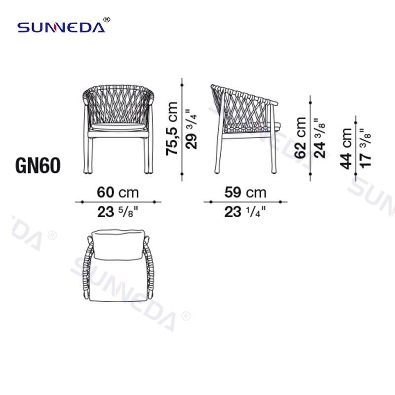 Modern Leisure Webbing Dining Chair Set Courtyard Armchair