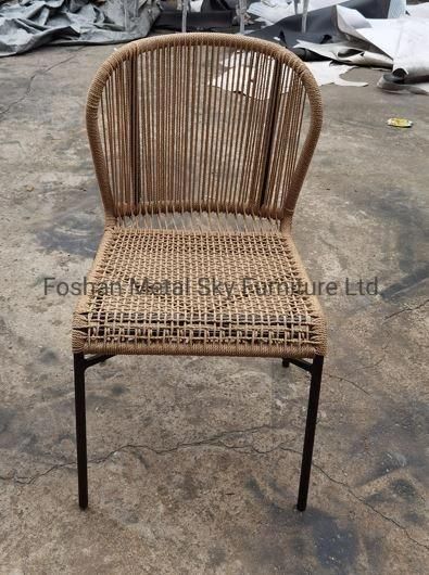 Outdoor Wicker Metal Courtyard Garden Hotel Restaurant Rope Rattan Chair